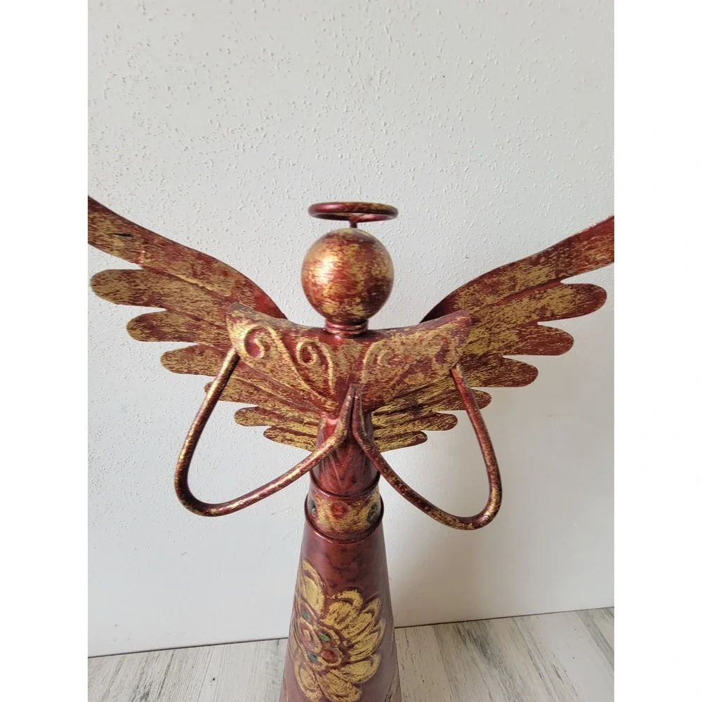 Pier 1 praying angel metal cherub red Xmas religious home decor figure